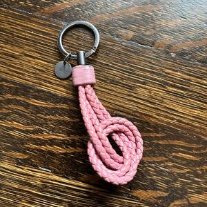 Bottega Veneta Pink Braided Leather Tassel Key Ring